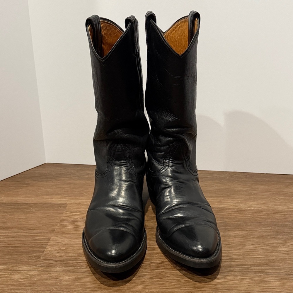 Nocona Black Leather Western cowboy Boots size 9 1/2 - Picture 8 of 13